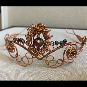 Rainbow glass bead copper crown
